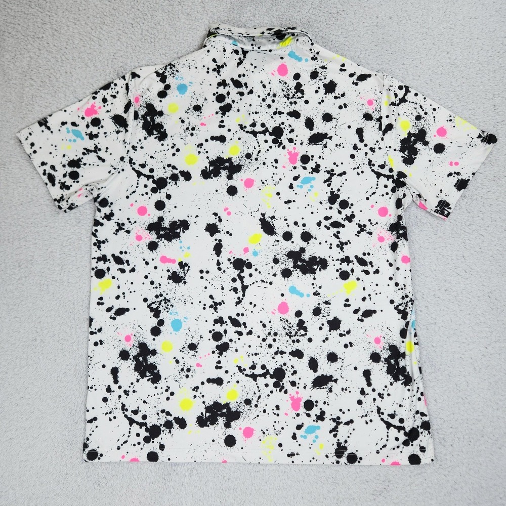 Sunday Swagger Polo Shirt Mens XL White Paint Splatter Golf Stretch Performance - Picture 12 of 12